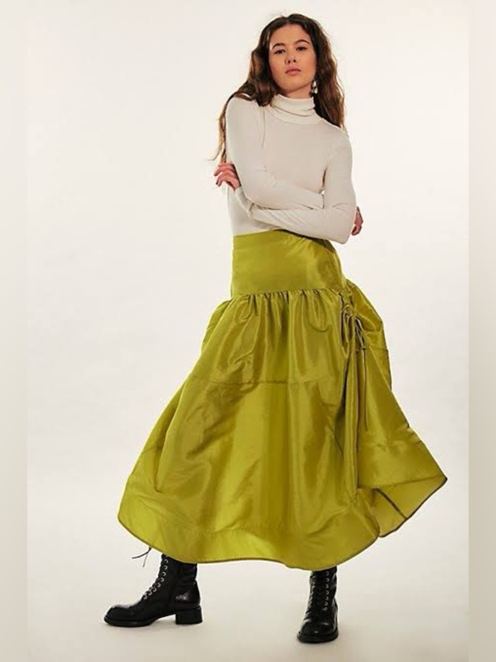 Free People Emory Drop Waist Midi in Green size Medium NWT